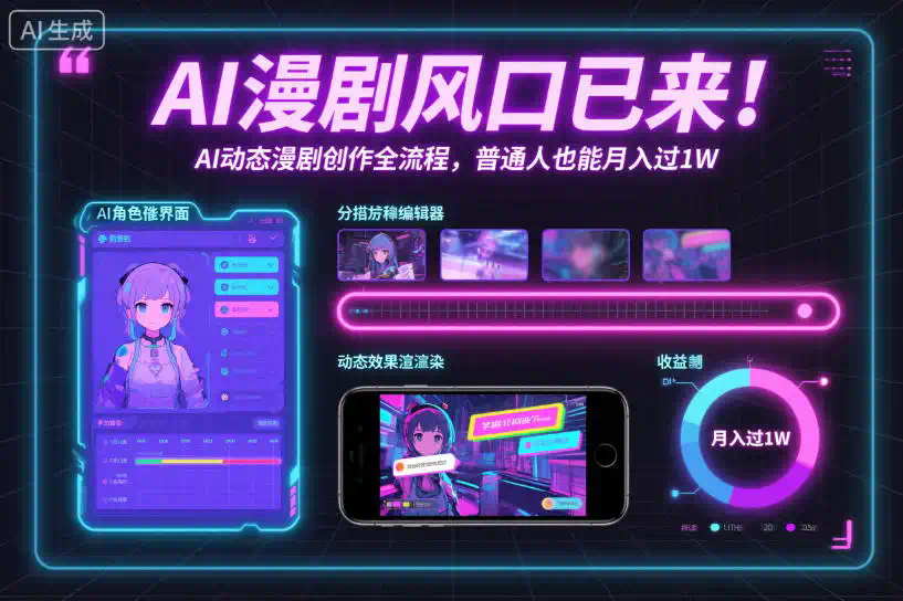 AI漫剧风口已来！AI动态漫剧创作全流程，普通人也能月入过1W