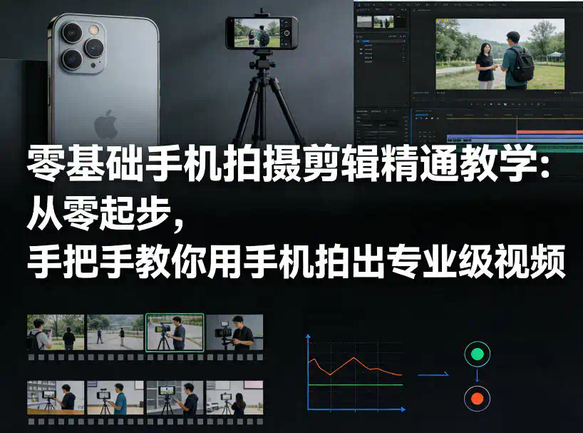 零基础手机拍摄剪辑精通教学：从零起步，手把手教你用手机拍出专业级视频