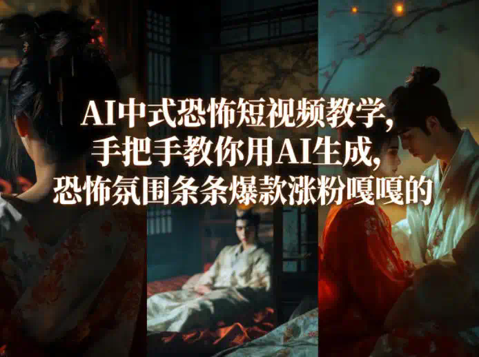 AI中式恐怖短视频教学，手把手教你用AI生成，恐怖氛围条条爆款涨粉嘎嘎的