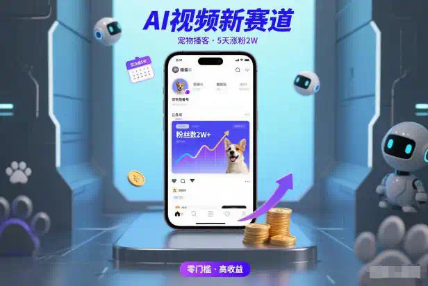 AI视频新赛道，宠物播客仅注册5天涨粉2W，收益非常可观