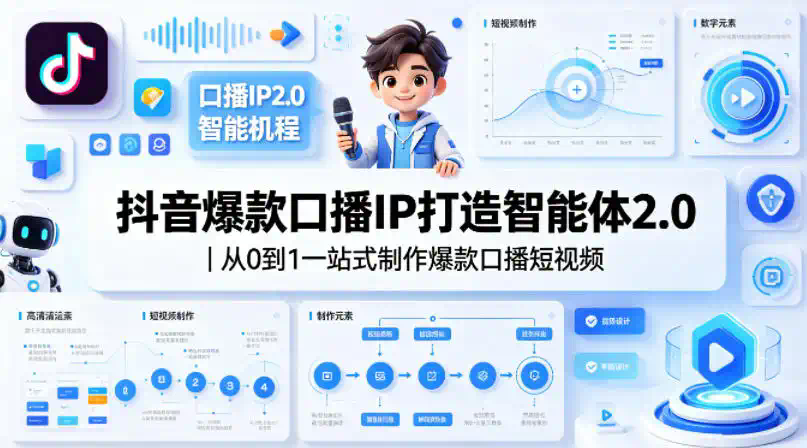 抖音爆款口播IP打造智能体2.0｜从0到1一站式制作爆款口播短视频