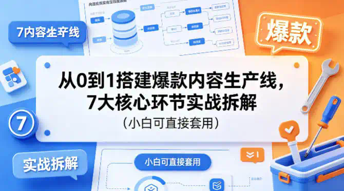 从0到1搭建爆款内容生产线，7大核心环节实战拆解(小白可直接套用)