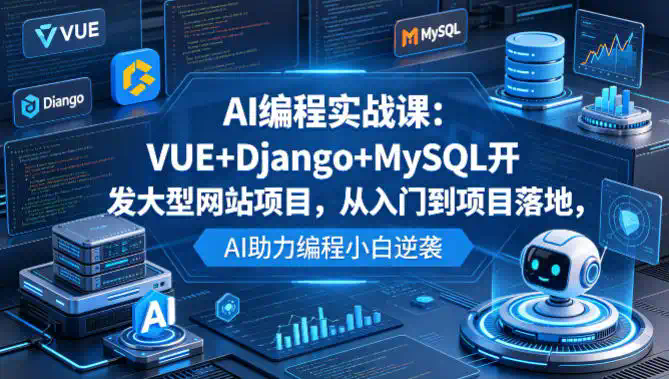 AI编程实战课：VUE+Django+MySQL开发大型网站项目，从入门到项目落地，AI助力编程小白逆袭