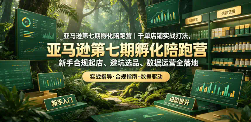 亚马逊孵化陪跑营｜千单店铺实战打法，新手合规起店、避坑选品、数据运营全落地(更新0708)