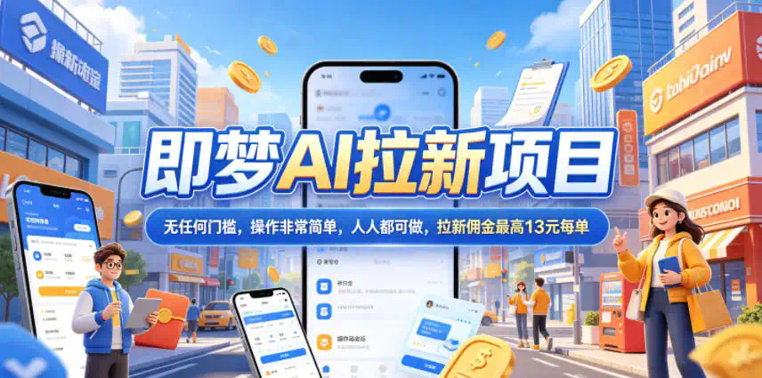 2026年即梦AI拉新项目最新玩法，无任何门槛，操作非常简单，人人都可做，拉新佣金最高13米每单(更新07月25日)