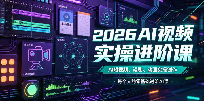 2026AI视频实操进阶课，AI短视频、短剧、动画实操创作，每个人的零基础进阶ai课