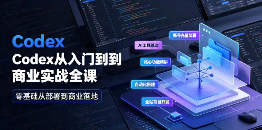 Codex从入门到商业实战全课｜账号充值部署、AI工具联动、核心功能精讲、自动化搭建、全站项目开发零基础教程